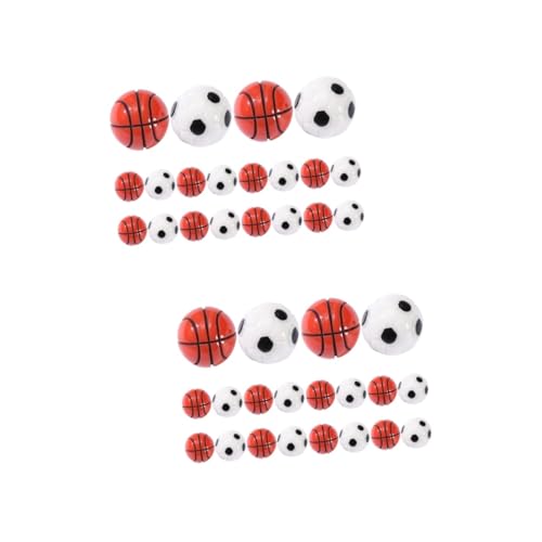 TOYANDONA 2 Series Mini Adornos De Baloncesto De Fútbol Simulados Pequeña Accesorios para Redes Deporte Casa De Muñecas De Baloncesto Bola En Miniatura Mini Decoración Resina 20 Piezas*2
