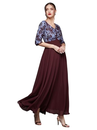 Image of Miss Chase Women's Round Neck Cap Sleeves Lace Knee -Long Skater Dress