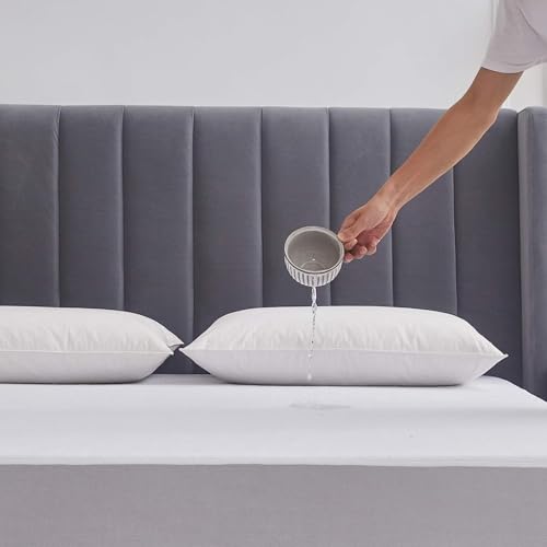 Image of Waterproof Mattress Protector Queen Size 75x60 - Waterproof Terry Cotton Mattress Protector /Bed Cover Queen Size Bed - White Color - Water Proof Mattress Protector for Kids Urine