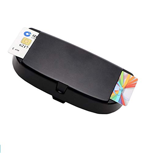 Image of AUGEN Multi-Function Big Face Sunglasses Frame Car Glasses Case Sun Visor Clip Holder Eyeglasses Glasses Case Storage Box Accessories (Pack of 2) (Black & Beige)