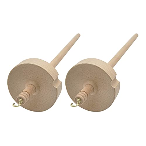 Lodokdre 2Pcs Drop Spindle for Spinning Wool Yarn Spin Top Whorl Drop Spindle Hand Carved Wooden for Beginners