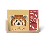 Calendario da Tavolo Scrivania Mensile 2022 con Motivo Panda Rosso Castagno, 12 Mesi...