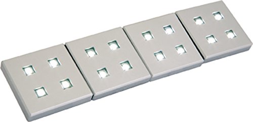 Set Of 4 Satin Chrome Square Led Kitchen Plinth Lights- Free P&P