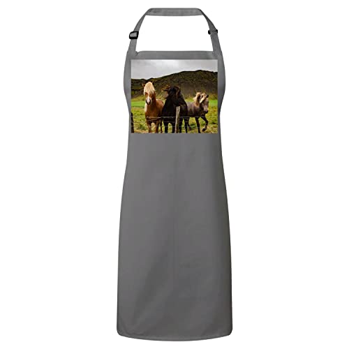 Tablier cuisine premium gris chevaux de qualite supérieure