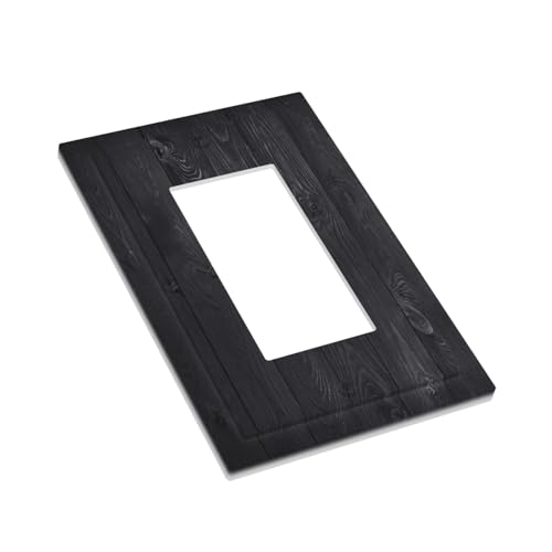 Decorative Outlet Covers Vintage Black Wood Plank Wooden Board 1 Gang Rocker Light Switch Cover Plate Single Decora Light Switch Covers Wall Plate Faceplate for Farmhouse Decor