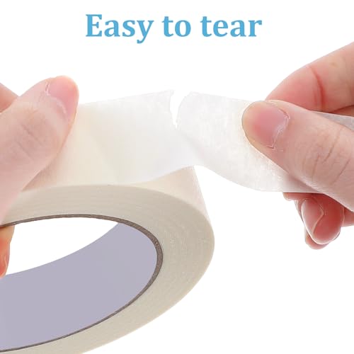 Image of 12 Rolls Masking Tape Bulk 1 Inch White Beige Masking Tapes for General Purpose, Craft, Art, Home, Office, School, 1 Inch x 55 Yards