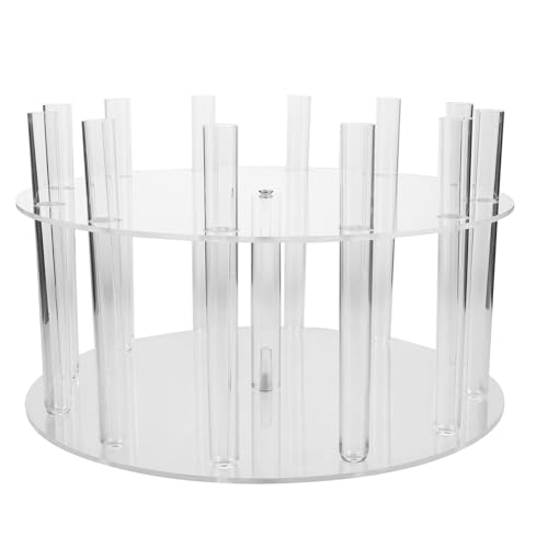 Cabilock Soporte Acrílico Redondo para Tartas con Tubos Desmontables Pedestal Transparente para Pasteles Reutilizable para Bodas Fiestas y Decoración con Flores
