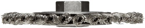 Image of Weiler 13135 Dualife 3 /8 inch-24 Arbor, 0.020 inch Wire Size, 4 inch Diameter, 3 /16 inch Face Width, 302 Stainless Steel Bristles, Very Narrow Face, Stringer Bead Twist Knot Wire Wheel Brush
