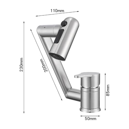 Yalsfowe Küchenarmatur Vorfenster - 3-Modi-Dusche, Klapphahn Wasserhahn Küche Edelstahl 304, 360° Schwenkbar Unterfenster Mischbatterie Küche Einhebel, Hochdruck Spültischarmatur,Brushed