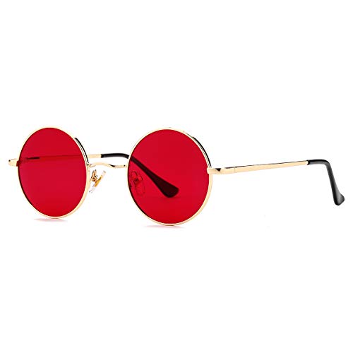 Gleyemor John Lennon Glasses Polarized Small Round Sunglasses for Men Women Hippie Circle Red Yellow Glasses