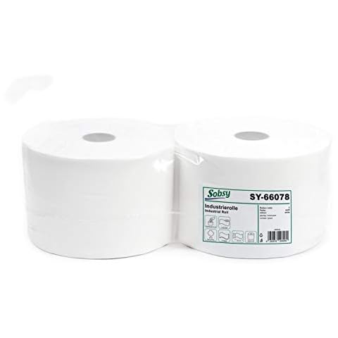 Rollo industrial de papel blanco reciclado de 2 capas de Sobsy Cover