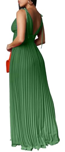 Image of ZVO Women Maxi Dress Sexy Cocktail Party Long Dress Summer Loose Beach Dresses A-line Pleated Halter Dress
