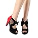 GATUXUS Open Toe Women Platform High Heel Shoes Bows Strappy Sandals (9, BLACK MIX RED, numeric_9)