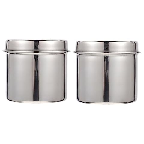 OKUMEYR 2pcs Stainless Steel Jar Metal Jars Stainless Steel Jar Cotton Ball Container Gauze Container with Lid Storage Jar Container Liquid Jar Metal Jar Holder Cover