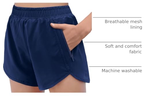 Image of Zaclotre Girls Athletic Shorts with Zipper Pockets High Waisted Running Shorts Soccer Gym Sports Active Short for Kids