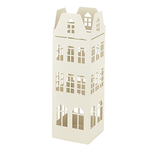 Baroni Home Paragüero diseño Moderno de Metal con Techo Cuadrado, 2 Ganchos, 4 Patas antiarañazos y Bandeja escurridora extraíble 15,5 x 15 x 49 cm, Color Blanco