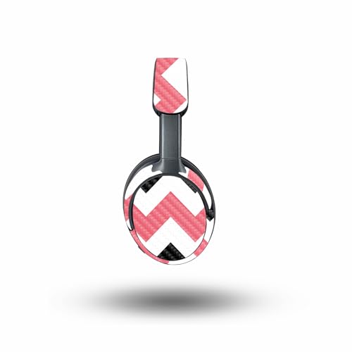 Image of MightySkins Carbon Fiber Skin Compatible with Bose QuietComfort Ultra - Black Pink Chevron | Protective, Durable Textured Carbon Fiber Finish | Easy to Apply