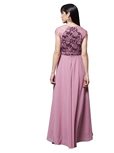 Image of Miss Chase Women's Round Neck Cap Sleeves Lace Knee -Long Skater Dress