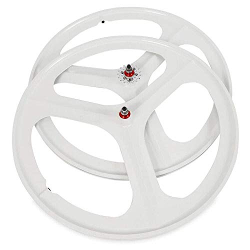 YSHUAI Juego De Ruedas De Bicicleta Impulsor De Rueda Trasera Rueda Delantera Juego De Ruedas Fixie 700C De Velocidad Única Rueda Trasera con Rueda Libre Metal Ligero,(Front & Rear) White