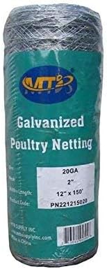 Miniatura 2 de 20GA - Alambre de pollo hexagonal galvanizado para aves de corral, 12 pulgadas x 150 pies x 2 pulgadas