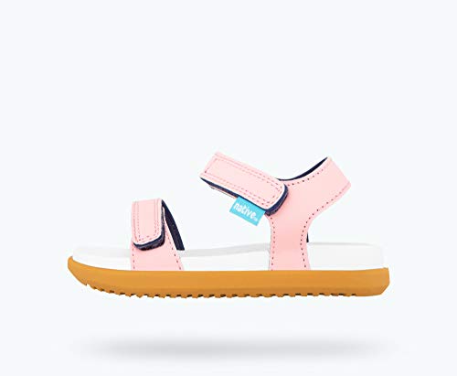 Native Shoes Kids Charley Sandal for Toddlers & Little Kids - EVA Upper Outsole, Contoured Toe Bar Water-Friendly Puddle Shoes - Princess Pink/Shell White/Toffee Brown 9 Toddler M3