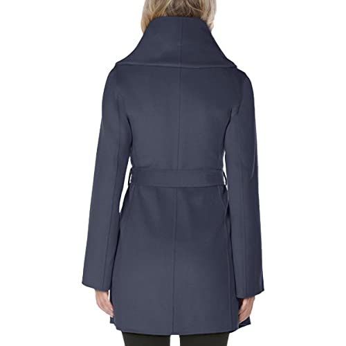Image of TAHARI Womens Double-faced Luxury Soft Wool Blend Peacoat Removable Belt Wool Coat Oversized Collar