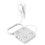 Raganet, Regleta Multicontacto 7 en 1 con Puertos USB y USB-C, 4 Tomas AC, 1 USB-A y 2 USB-C, Diseño Ultraplano con Cable...