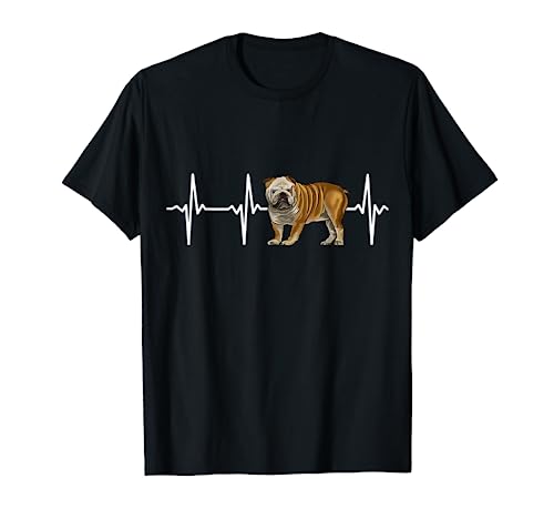 Bulldog Heartbeat Love My Dog T-Shirt, Black