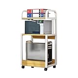 Support tour d'ordinateur : ce support pour PC et chariot d'ordinateur dispose d'un cadre en métal robuste et d'étagères en bois. Sa structure stable résiste aux rayures et à la déformation, assurant l'absence de vacillement pendant l'utilisation. L'étagère dispose d'une capacité de charge maximale de 150 kg.