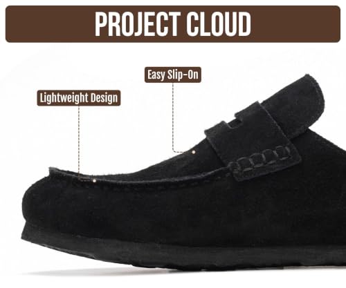 Image of Project Cloud 100% Genuine Leather Moccasin-Style Clogs for Women - Memory Foam and Water Resistant Mules Slip-on - Non-Slip and Durable Clogs Casual Shoes for Women Footwear (Haven)