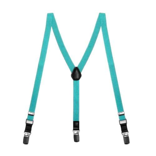 tiemart Boys' Cyan Skinny Suspenders