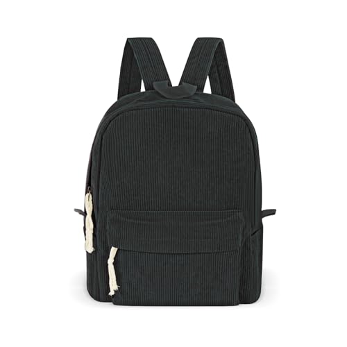 Corduroy Backpack, Lightweight Travel Backpack Large Capacity 15 Inch Laptop Backpack Purse Casual Travel Daypacks for Women (Black)