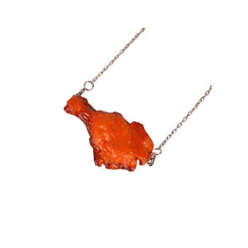 Hanmade Simulation Fried Chickens Pendant Necklace Funny Creative Resin Simulation Food Chicken Legs Wings Link Chain Necklace for Women Men Girls Boys Jewelry