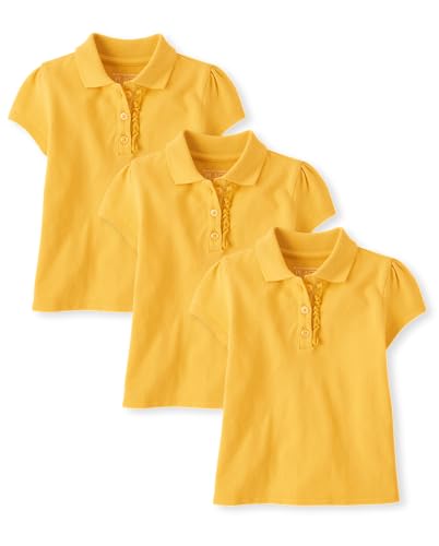 Image of The Children's Place Girls' Toddler Mulipack Short Sleeve Ruffle Pique Polos