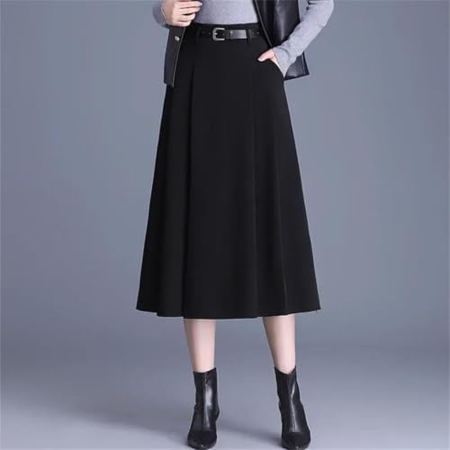 Women's High Waist Slim Drape Color Matching Design A-Line Mid-Length Commuter Skirt2