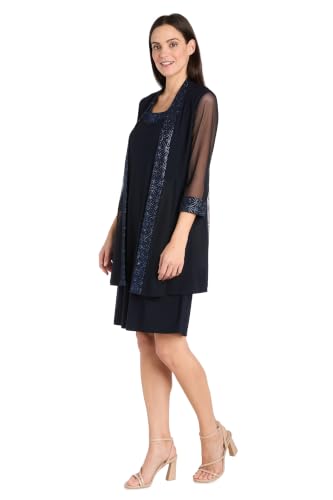 Image of R&M Richards Women's 2-Piece Jacket Dress Set | Knee Length Sheath W / 3 /4 Sleeve Jacket | Mother of the Bride Cocktail Party