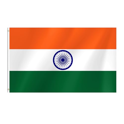 India Flag 3x5 Ft Indian Flag Vivid Color Fade Resistant With Brass Grommets for Party Parades Sports Events Patriotic Holidays Outdoor Indoor Decorations