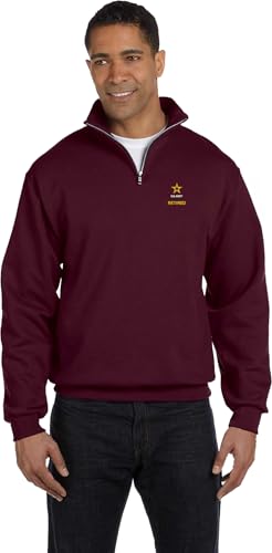 MilitaryBest U.S. Army Retired Embroidered Quarter-Zip Pullover2