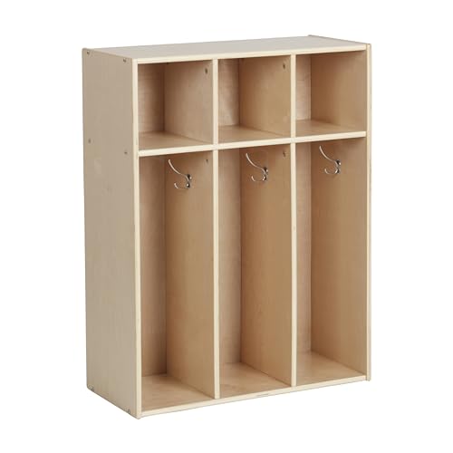 ECR4Kids Streamline 3-Section Toddler Coat Locker with Cubby Storage, Kids