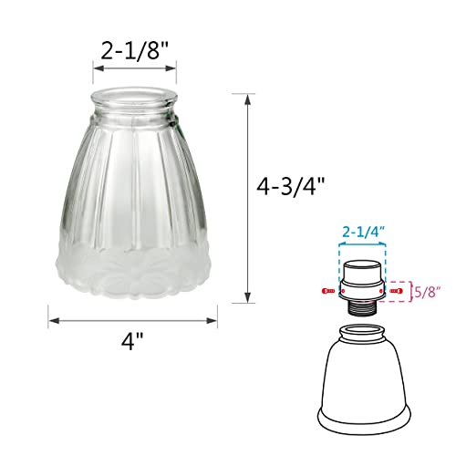 Image of Aspen Creative 23173-4 Transitional Clear & Sandblasted Ceiling Fan Replacement Glass Shade.2-1 /8 inchFitter, 5-1 /2 inchDiameter x 4-3 /4 inchHeight. 4 Pack
