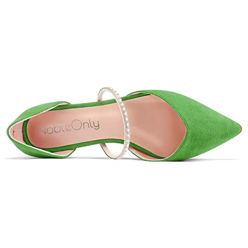 NobleOnly Women Close Pointed Toe Low Heel Two-Piece Slip-on Pumps Wedding Dress Cute Shoes 0.4 Inches Heels4