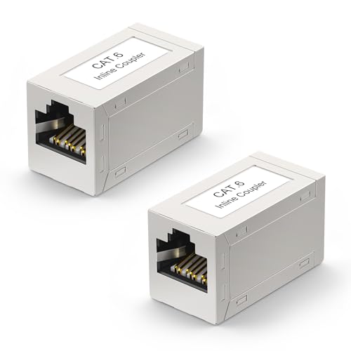 VCELINK RJ45 Coupler Cat6 Shielded, Ethernet Connector Female to Female 2 Pack for Cat6/Cat5e/Cat5 LAN Cable, Network Extender Joiner