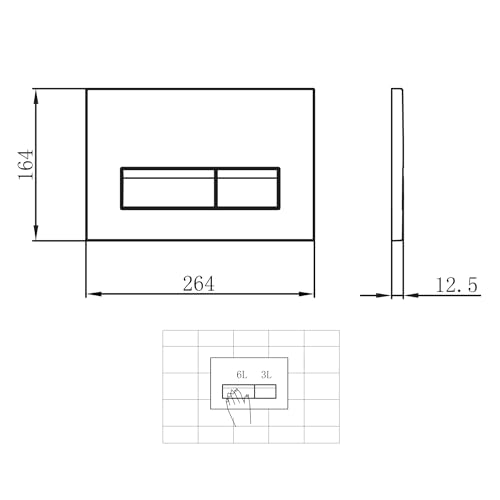 Bathroom Concealed 1140mm Height,100mm Depth Wall Hung Toilet Cistern Frame with Rectangular Sliver Flush Plate