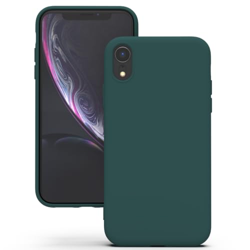 YATWIN Silicone Case for iPhone XR, Soft-Touch, Shockproof, DustProof, Antiskid Full Body Armour Phone Cover for Apple iPhone XR - Dark Green