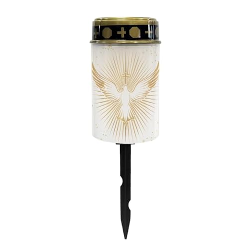 Image of Golden Peace Dove Cross Solar Grave Lights for Cemetery Flameless Solar Powered Light for Prayer Waterproof Cemetery Solar Lights for Grave Cemetery Decor Candle Lamp