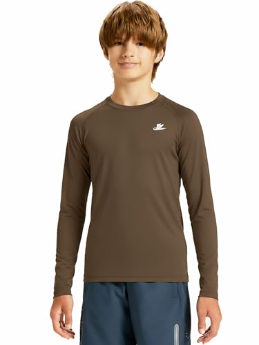 Image of DEVOROPA Youth Boys Compression Shirt Long /Short Sleeve Football Baseball Undershirt Quick Dry Kids Sports Baselayer Crewneck