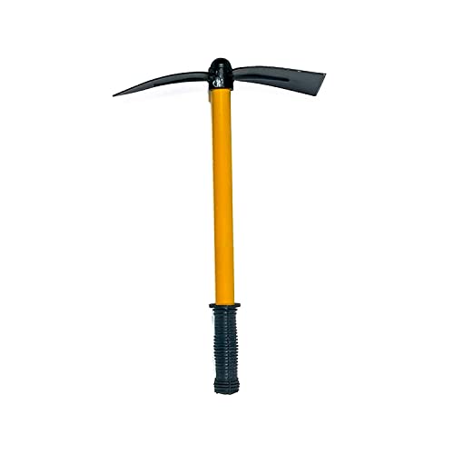 Image of Cinagro 16 inch Two-in-One Gardening Tool, Pick Axe & Hoe with Rubber Handle, Heavy-Duty Metal Gardening Tool (Black and Yellow)