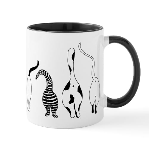 Taza de cerámica 11 oz blanca y negra miniatura 1