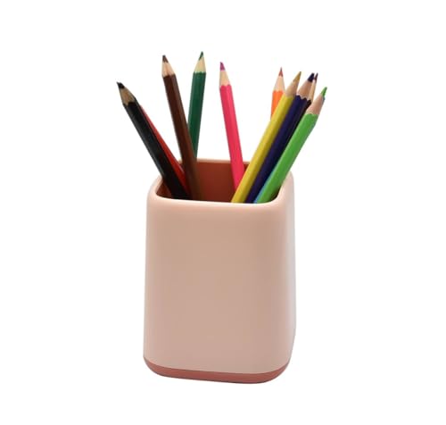 Image of AccuPrints motivational Pen Stand holder Size: 4 x 2.75 inch | Desk Organizer Pen Pencil Holder for Office and Home Decor (Pink Square)