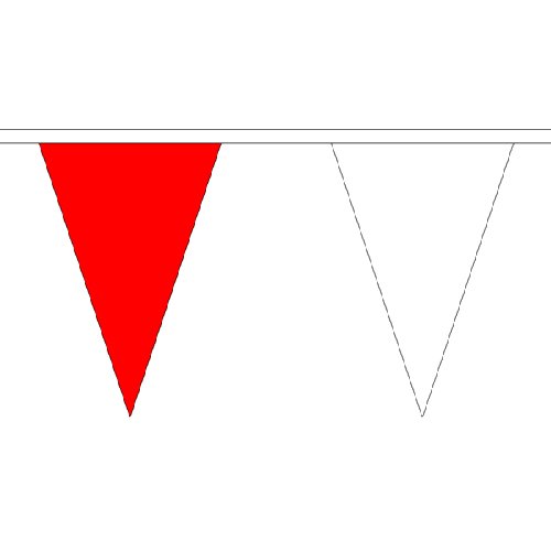 Red and White Triangle Bunting 20m (54 flags), Red & White, 20m with 54 Flags
